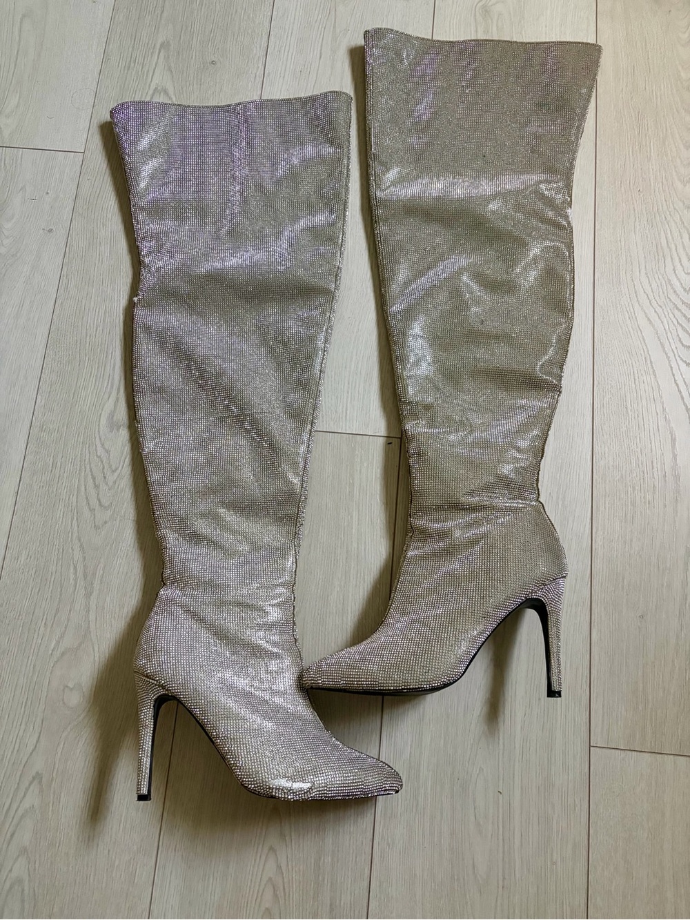 Dolls Kill Poster Girl Publicity Stunt Thigh High Rhinestone Boots US Size 8